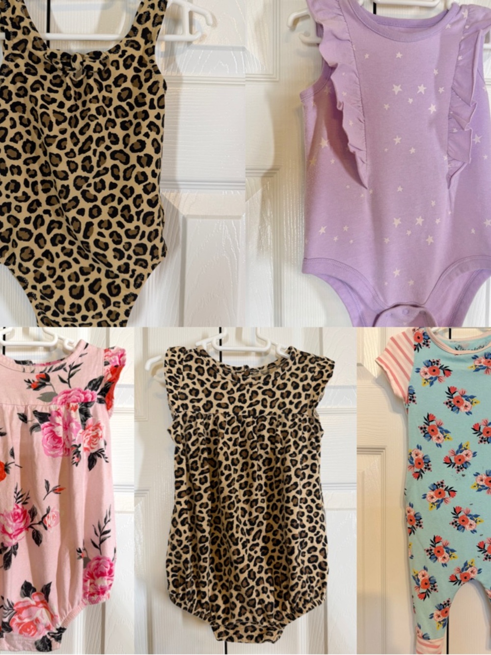 6-9 & 6-12 Months Lot Of 5 Baby Girl Outfits 1 Swimsuit Floral Leopard